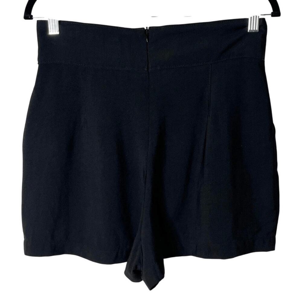 Bishop + Young Women's Kimberly High Waisted Shorts M Black Pleated Belted Rayon - Picture 5 of 8
